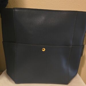 Bostanten Lotty Leather Hobo Bag Navy Blue